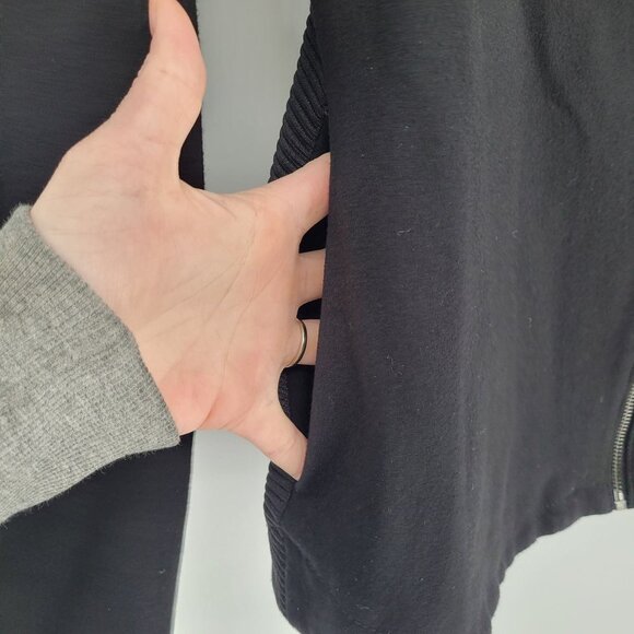 The Base womens medium black ribbed fitted zip Moto style full zip athletic - Picture 5 of 10